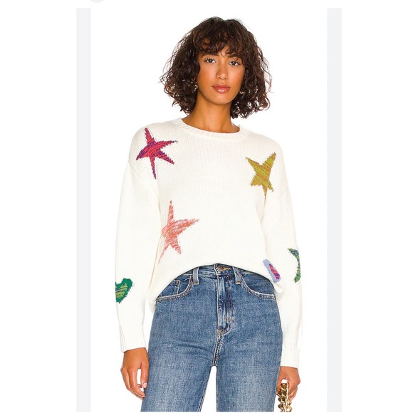 Rails Sweaters - Rails Zoey Ivory Rainbow Stars Hearts Cotton Cashmere Knit Sweater Small 892-307